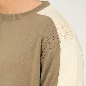 T-shirt à manches courtes en tricot à blocs de couleurs pour homme, col rond, coupe classique, haut décontracté - Product Image 6