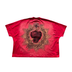 T-shirt graphique ample à épaules tombantes en coton tricoté, style streetwear vintage, délavé à l'acide, tendance streetwear - Product Image 2