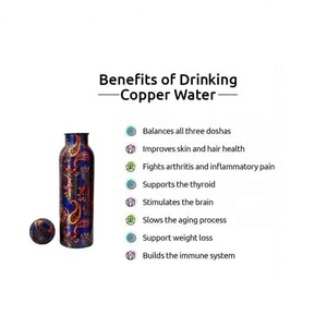 VENTURES Green Printing Designer Pure Copper Water Bottle 1000ML for Ayurve100 % Pure Copper Water Bottle Set for Office Sports - Product Image 6