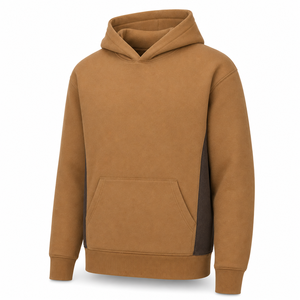 Sudadera con Capucha de Punto Oversize Marrón Camel Premium con Bolsillo Canguro, Hombros Caídos, Paneles Laterales, Antiarrugas y Transpirable - Product Image 3