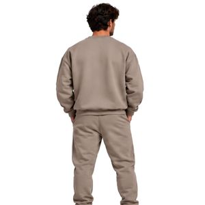Conjunto Deportivo Informal para Hombre, Sudadera con Cuello Redondo y Estampado Gráfico en Color Gris Taupe, Pantalones Jogger, Chándal de Forro Polar, Ropa Deportiva de Invierno para Gimnasio y Calle - Product Image 3
