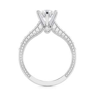 Anillo de Compromiso con Diamante Cultivado en Laboratorio de Corte Redondo, Solitario Oculto con Detalles, en Oro Rosa para Mujer - Product Image 3