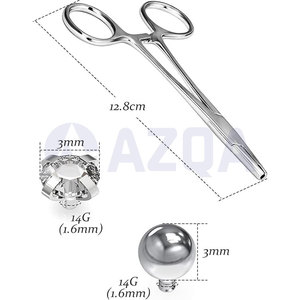 Stainless Steel 5 Inch Dermal Anchor Forceps <b>with</b> 3mm Holding Tip for Professional Jewelry Setting and Body Jewelry Installation - Product Image 2