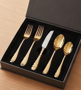 Ensemble de couverts en acier inoxydable martelé au design classique avec finition dorée pour les mariages et les dîners dans les restaurants ou à la maison - Product Image 6