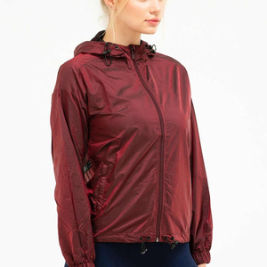 Custom <b>Women's</b> Windbreaker Hooded <b>Jacket</b> Windproof <b>Lightweight</b> Solid Color Full Sleeve Zipper Closure Casual Wear OEM - Product Image 3