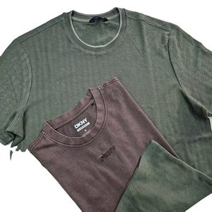 Nouveau Design T-shirt à séchage rapide pour hommes respirant col rond solide motif imprimé 100% coton fil court teint Techniques lavées - Product Image 5