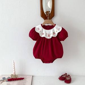 Ensemble de vêtements pour bébé en coton rouge de qualité supérieure pour filles de 0 à 2 ans, doux et respirant - Product Image 4