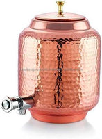 Distributeur d'eau martelé avec robinet, récipient en cuivre pur de 4 litres, pour le sport, le Fitness et le Yoga, 350 ml