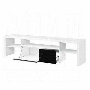 Supporto per TV a 3 scaffali bianco e nero lucido per mobili dal design elegante ed elegante - Product Image 3