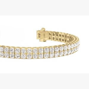 Pulsera de Diamantes Cultivados en Laboratorio de Doble Hilera, Corte Redondo, Oro Amarillo de 14K, Nueva - Product Image 3