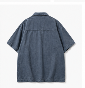 เสื้อเชิ้ตทำงานแขนสั้นทรงโอเวอร์ไซส์คุณภาพสูงสำหรับผู้ชาย - Product Image 4