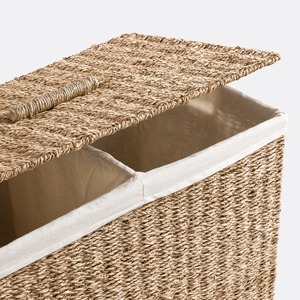 Cesto de lavandería de mimbre con 2 compartimentos, hecho a mano, cesta de almacenamiento ecológica, venta al por mayor, hecho en Vietnam - Product Image 2