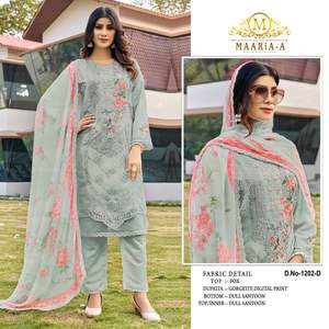 ชุดปากีสถานผ้าจอร์เจตต์ฟ็อกซ์เนื้อหนาแบบใหม่ พร้อมงานปักเลื่อมและคริสตัลแบบ Khatli สำหรับสุภาพสตรีสวมใส่ในชีวิตประจำวัน - Product Image 5