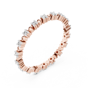 Anillo de Diamantes Cultivados en Laboratorio con Corte Alternado, Oro Rosa Sólido de 18 Quilates con Baño de Rodio, para Compromiso, Boda, Regalo, Fiesta, Uso Diario - Product Image 1