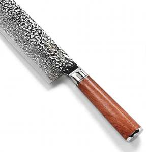 Couteau forgé à la main – Couteau de chef japonais en acier inoxydable martelé avec manche en bois - Product Image 2