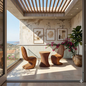 Conjunto de Mesa y Sillas Cantilever de Madera Impermeable y Ecológico Moderno con 1 Año de Garantía y Tutorial en Video para Uso en Exteriores y Sala de Estar - Product Image 5