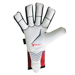 Custom Design Black and Red Neoprene Rubber Inject Soccer Full Finger Goalkeeper <b>Gloves</b> 4mm German Latex Flat Palm - Product Image 3