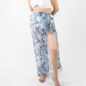 Wholesale Women Rayon Beach Sarong Custom Print Pareo Wrap <b>Skirt</b> Swimwear Cover Up Summer Beach Holiday Resort Clothing - Product Image 3