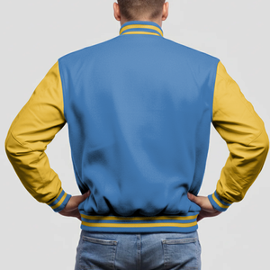 Classic Winter Hooded Striped Cuff Varsity Jacket for <b>Men</b> Bold Collar Clean Snaps Soft Finish Windproof for Relaxed Weekend - Product Image 2