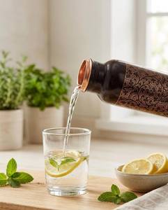 Copper <b>Bottle</b> With Attractive Print Design Hot Selling Multipurpose Copper <b>Bottle</b> Fully Finished Handmade Bohemian <b>Water</b> <b>Bottle</b> - Product Image 1