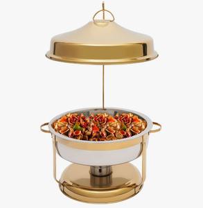 Recipiente profesional redondo de acero inoxidable de 9 cuartos de galón para calentar comida tipo buffet al mejor precio - Product Image 1