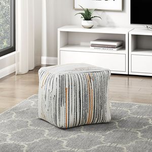 Pouf ottoman moderne carré en tissu jacquard antidérapant, 1 pièce, pouf de siège, fauteuil pouf, pouf rembourré - Product Image 1