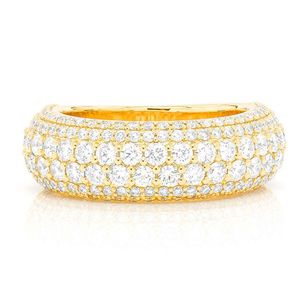 Joyería estilo hip-hop en oro de 14 quilates de alta calidad, anillo de varias filas con moissanita de corte brillante redondo, joyería de alta gama con certificación GRA. - Product Image 1