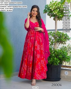 ชุดเดรสปาร์ตี้สำหรับผู้หญิงทรง Anarkali ยาวกรอมพื้น ผ้าจอร์เจตต์ปักลาย แบรนด์ Aafreen Sage Luxe แห้งเร็ว สไตล์ดั้งเดิม ทรงปกติ - Product Image 2