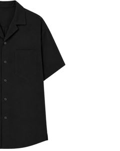 Customized Black Oversized Casual Men <b>Shirt</b> <b>Half</b> Sleeve Cuban Collar <b>Button</b> Up Loose Fit Summer Streetwear Fashion Top Wear - Product Image 4