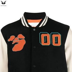 High Quality Latest Design Varsity <b>Jacket</b> Men Black Wool Letterman <b>Jacket</b> White Leather Sleeves Luxury Embroidery Baseball Coat - Product Image 6