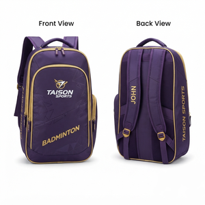 Mochila de Bádminton TAISON SPORTS Premium 600D PU, Morado Dorado, Respaldo Acolchado, Múltiples Compartimentos, 30-40L, Logotipo Personalizado - Product Image 1