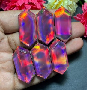 Ópalo Aura Sintético Doblete Arcoíris Fuego, Corte Hexagonal Largo, Gema Suelta, Tamaño Personalizado para Diseño de Joyería, Venta al por Mayor - Product Image 2
