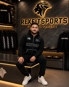 REXFITSPORTS 2026 Sweat-shirt à capuche zippé personnalisé noir avec strass, unisexe, en coton et polyester, style streetwear, avec impression - Product Image 5