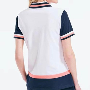 เสื้อโปโลผู้หญิง แขนสั้น แต่งสีตัดกัน สไตล์ลำลอง สีขาว กรมท่า ชมพู ผ้าทอระบายอากาศได้ดี - Product Image 4