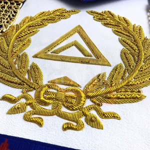 Tablier maçonnique royal vintage personnalisé de haute qualité en cuir d'agneau brodé fait main, style classique, avec épingle de sûreté – Vente en gros - Product Image 4