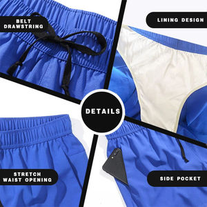 Shorts de bain personnalisables pour hommes en polyester, taille élastique, séchage rapide, imprimés, légers, pour la course, l'entraînement, le sport et la plage - Product Image 6