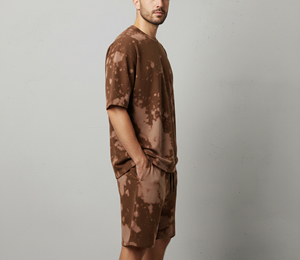 Streetwear Men Crew Neck Custom Silk Screen Printed Logo Customized Color block Breathable Boxy men's 2 piece <b>set</b> - Product Image 5