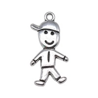 Breloque Garçon à Casquette Latérale 27x14mm en Alliage de Zinc Argent Vieilli pour Tirette de Fermeture Éclair de Sac à Dos