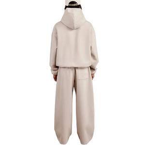 Mens Oversized Quarter Zip Hoodie with Wide Leg Open Hem <b>Trousers</b> Relaxed Tracksuit Elastic Waist Long Sleeve Lounge Set Fashion - Product Image 2