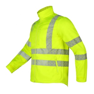 <b>High</b> <b>Visibility</b> Class 2 <b>Softshell</b> Safety <b>Jacket</b> Reflective Striped Waterproof Windproof Lightweight Workwear for Road Crew - Product Image 4