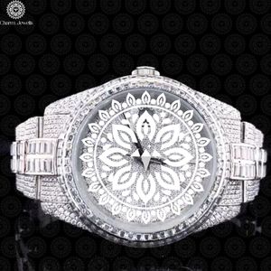 Montre de luxe Charm Jewellis en acier inoxydable 40 mm, mouvement mécanique analogique, boîtier incrusté de diamants, mode masculine, date automatique, étanche - Product Image 1