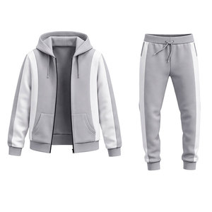 Men’s Slim Fit Grey Tracksuit Set Hooded Sweatshirt and Drawstring Joggers Gym Wear Sportswear Joggers <b>Athletic</b> Training Suit - Product Image 3