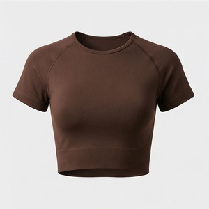 Crop top pour femme 100% coton, coupe ajustée, respirant, séchage rapide, vêtements de sport, mode boutique, tendances fitness, gym - Product Image 1