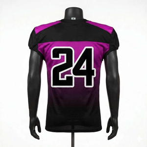Camiseta de Fútbol Americano Personalizada para Hombre, Diseño Degradado Negro 24, Sublimada, de Malla Transpirable, Manga Corta, Cuello en V, para Equipo - Product Image 4