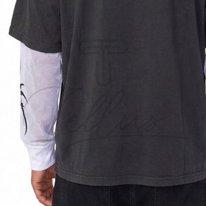 Camiseta de manga larga doble de alta calidad para hombre, de algodón, de doble capa, extragrande. - Product Image 6