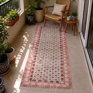 Tapis de sol décoratif NYKO MART BP-09 en coton, fait main, lavable, antidérapant, écologique, motif floral, 4x6 pi (ou 5x7 pi) - Product Image 4