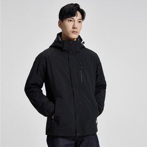 Veste matelassée bleu marine pour homme, imperméable, écologique, coupe-vent, fermeture éclair, vêtement d'extérieur décontracté pour l'hiver, tissu polyester/nylon - Product Image 2
