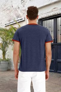 เสื้อยืดคอกลมแขนสั้นผ้าผสมสแปนเด็กซ์/คอตตอนสำหรับผู้ชาย แบบลำลอง สีพื้น ดีไซน์เรียบง่าย แห้งเร็ว ระบายอากาศได้ดี เป็นมิตรกับสิ่งแวดล้อม - Product Image 5