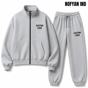 ชุดวอร์มผู้ชาย NOFYAN IND แบบเรียบ ชุดเซ็ตเสื้อฮู้ดและกางเกงขายาว สกรีนโลโก้ได้ สีพื้น แขนยาว ใส่สบาย เหมาะสำหรับฤดูหนาว ผ้าฟลีซ สไตล์สตรีทแวร์ - Product Image 5