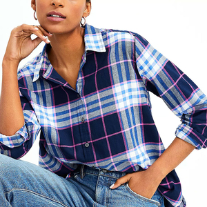 Chemises en flanelle pour femmes, design uni décontracté, chemises à boutons, manches longues, coupe régulière de qualité supérieure, logo sur le devant, 100% coton, respectueuses de l'environnement - Product Image 6